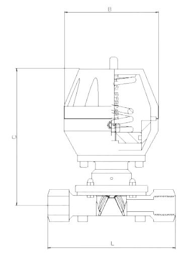 氣動內(nèi)螺紋隔膜閥結(jié)構(gòu)圖