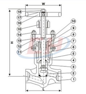 A105鍛鋼自密封截止閥結(jié)構(gòu)圖